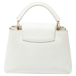 Pre Owned Louis Vuitton Snow White Taurillon Leather Capucines BB Bag