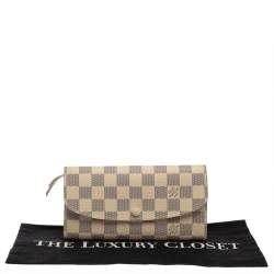Pre Owned Louis Vuitton Beige Damier Azur Canvas Emilie Wallet