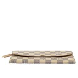 Pre Owned Louis Vuitton Beige Damier Azur Canvas Emilie Wallet