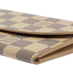 Pre Owned Louis Vuitton Beige Damier Azur Canvas Emilie Wallet