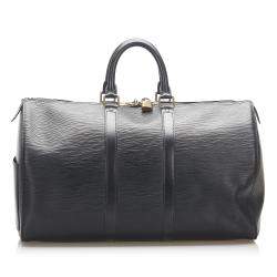 مملوكة مسبقًا Louis Vuitton Black Epi Leather Keepall 45 Bag