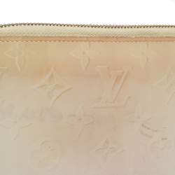 Pre Owned Louis Vuitton Blanc Corail Monogram Vernis Zippy Wallet