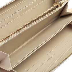 Pre Owned Louis Vuitton Blanc Corail Monogram Vernis Zippy Wallet