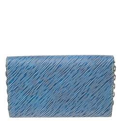 Pre Owned Louis Vuitton Denim Light Epi Leather Twist Limited Edition Wallet On Chain