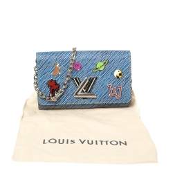 Pre Owned Louis Vuitton Denim Light Epi Leather Twist Limited Edition Wallet On Chain