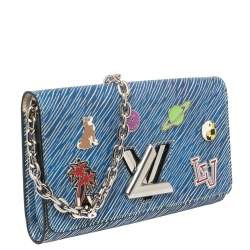 Pre Owned Louis Vuitton Denim Light Epi Leather Twist Limited Edition Wallet On Chain