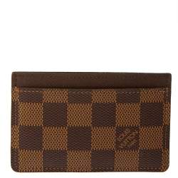 Pre Owned Louis Vuitton Damier Ebene Canvas Card Holder