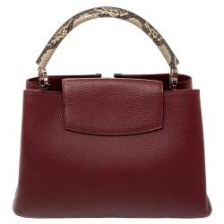 Pre Owned Louis Vuitton Bordeaux Taurillon Leather and Python Capucines MM Bag