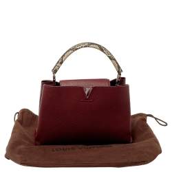 Pre Owned Louis Vuitton Bordeaux Taurillon Leather and Python Capucines MM Bag