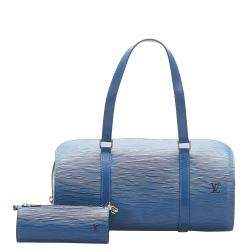 Pre Owned Louis Vuitton Blue Epi Leather Soufflot Bag