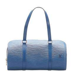 Pre Owned Louis Vuitton Blue Epi Leather Soufflot Bag