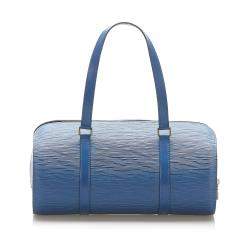 Pre Owned Louis Vuitton Blue Epi Leather Soufflot Bag