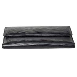 مملوكة مسبقًا Louis Vuitton Black Epi Porte Tresor International Long Wallet