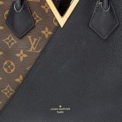Pre Owned Louis Vuitton Black Leather and Monogram Canvas Kimono MM Bag 