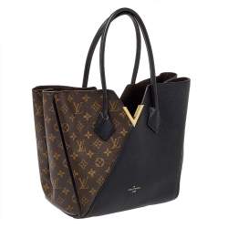 Pre Owned Louis Vuitton Black Leather and Monogram Canvas Kimono MM Bag 
