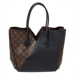 Pre Owned Louis Vuitton Black Leather and Monogram Canvas Kimono MM Bag 