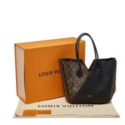 Pre Owned Louis Vuitton Black Leather and Monogram Canvas Kimono MM Bag 