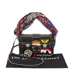 Pre Owned Louis Vuitton Black Epi Leather Limited Edition World Tour Petite Malle Bag