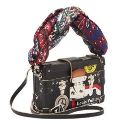 Pre Owned Louis Vuitton Black Epi Leather Limited Edition World Tour Petite Malle Bag