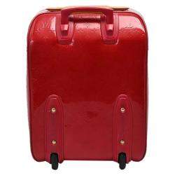 Pre Owned Louis Vuitton Red Monogram Vernis Pegase 45 Suitcase Bag