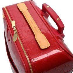 Pre Owned Louis Vuitton Red Monogram Vernis Pegase 45 Suitcase Bag