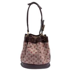 Pre Owned Louis Vuitton Cherry Red Monogram Mini Lin Canvas Noelie Bag