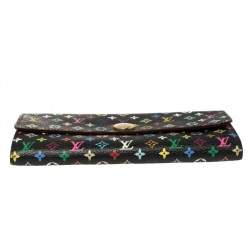 مملوكة مسبقًا Louis Vuitton Black Monogram Multicolore Canvas Sarah Wallet