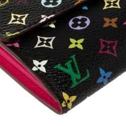 مملوكة مسبقًا Louis Vuitton Black Monogram Multicolore Canvas Sarah Wallet