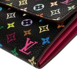 مملوكة مسبقًا Louis Vuitton Black Monogram Multicolore Canvas Sarah Wallet