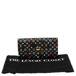مملوكة مسبقًا Louis Vuitton Black Monogram Multicolore Canvas Sarah Wallet