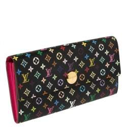 مملوكة مسبقًا Louis Vuitton Black Monogram Multicolore Canvas Sarah Wallet