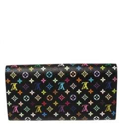 مملوكة مسبقًا Louis Vuitton Black Monogram Multicolore Canvas Sarah Wallet