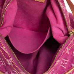 Pre Owned Louis Vuitton Fuchsia Monogram Denim Baggy PM Bag