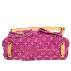 Pre Owned Louis Vuitton Fuchsia Monogram Denim Baggy PM Bag