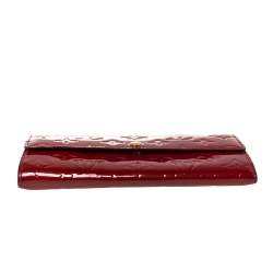 Pre Owned Louis Vuitton Red Monogram Vernis Sarah Wallet
