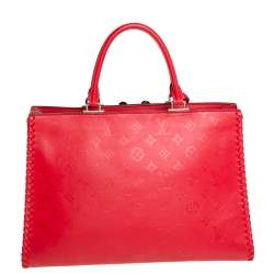 Pre Owned Louis Vuitton Rubis Monogram Cuir Plume Very Zipped Bag