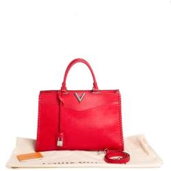 Pre Owned Louis Vuitton Rubis Monogram Cuir Plume Very Zipped Bag