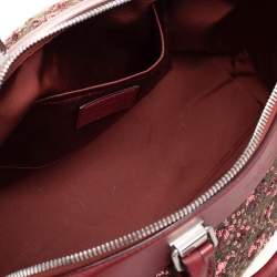 Pre Owned Louis Vuitton Burgundy/Green Wool, Sequin, and Leather Sunshine Express Speedy 30 Bag