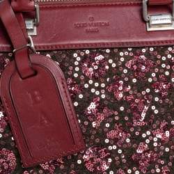 Pre Owned Louis Vuitton Burgundy/Green Wool, Sequin, and Leather Sunshine Express Speedy 30 Bag