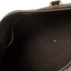 Pre Owned Louis Vuitton Black Damier Ebene Canvas and Cuir Taurillon Hyde Park Bag