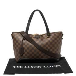 Pre Owned Louis Vuitton Black Damier Ebene Canvas and Cuir Taurillon Hyde Park Bag