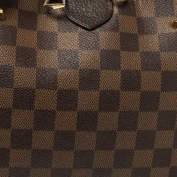 Pre Owned Louis Vuitton Black Damier Ebene Canvas and Cuir Taurillon Hyde Park Bag