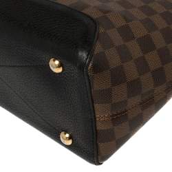Pre Owned Louis Vuitton Black Damier Ebene Canvas and Cuir Taurillon Hyde Park Bag