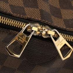 Pre Owned Louis Vuitton Black Damier Ebene Canvas and Cuir Taurillon Hyde Park Bag