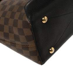 Pre Owned Louis Vuitton Black Damier Ebene Canvas and Cuir Taurillon Hyde Park Bag