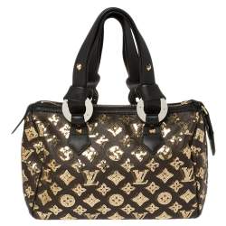 Pre Owned Louis Vuitton Black/Gold Monogram Canvas Limited Edition Eclipse Speedy 28