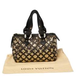 Pre Owned Louis Vuitton Black/Gold Monogram Canvas Limited Edition Eclipse Speedy 28