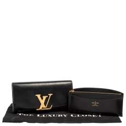 مملوكة مسبقًا محفظة لوي فيتون فيفيان LV  جلد راسين فيو أسود طويلة