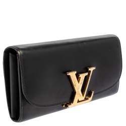 مملوكة مسبقًا محفظة لوي فيتون فيفيان LV  جلد راسين فيو أسود طويلة