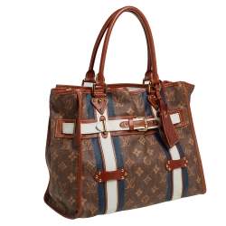 Pre Owned Louis Vuitton Monogram Canvas Limited Edition Tissue Rayures GM Bag